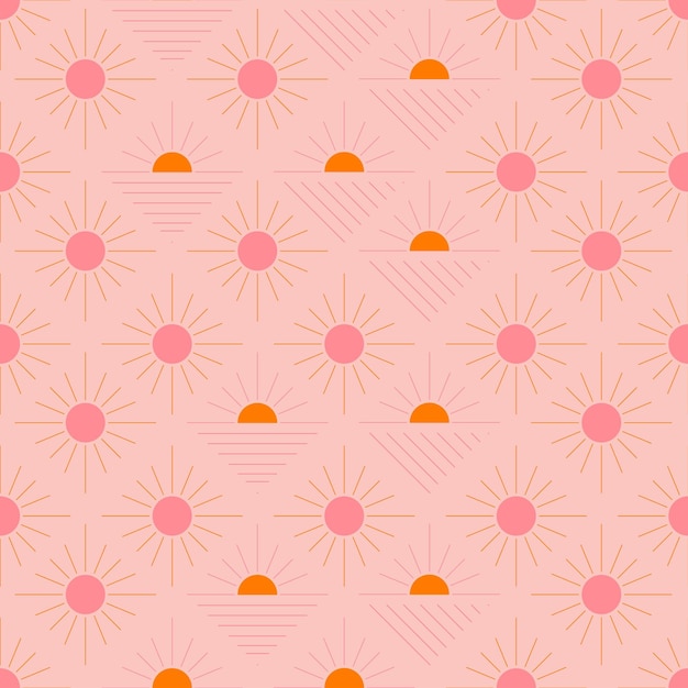 Vector seamless pattern with abstract shapes in orange pink and red colorful vector illustration