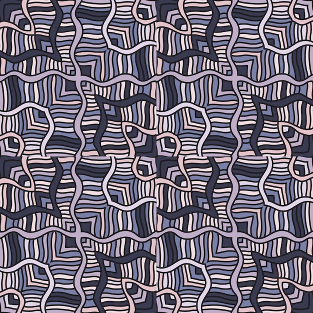 Seamless pattern with abstract wavy lines Tribal mosaic tile Textile rapport