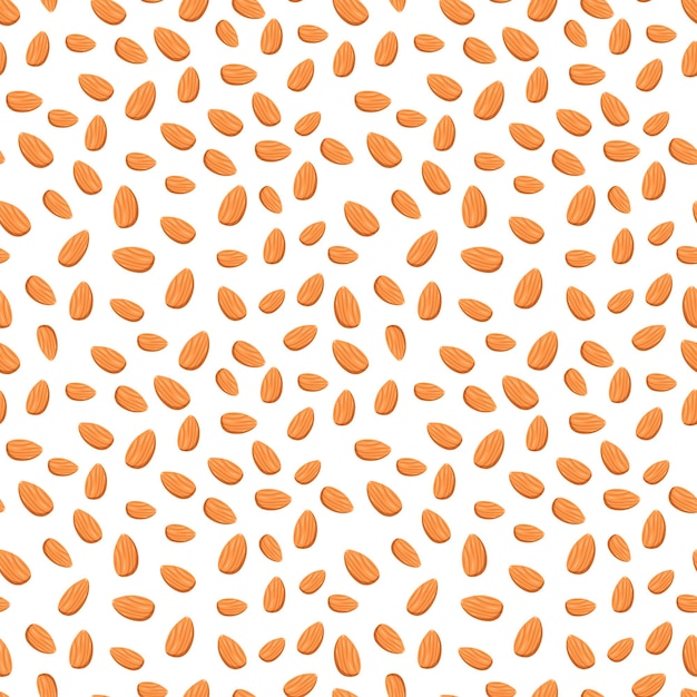 seamless pattern with almonds cute print with nuts on a white background food and snacks