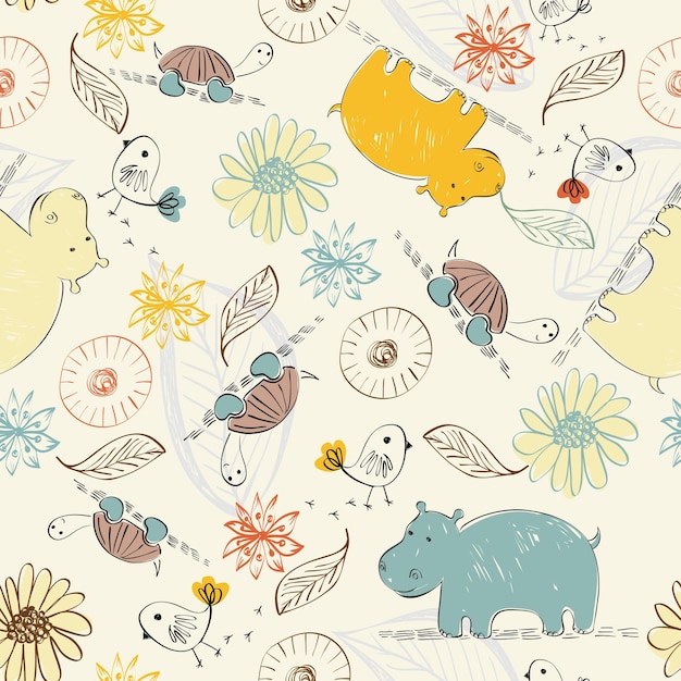 Seamless pattern with animals.