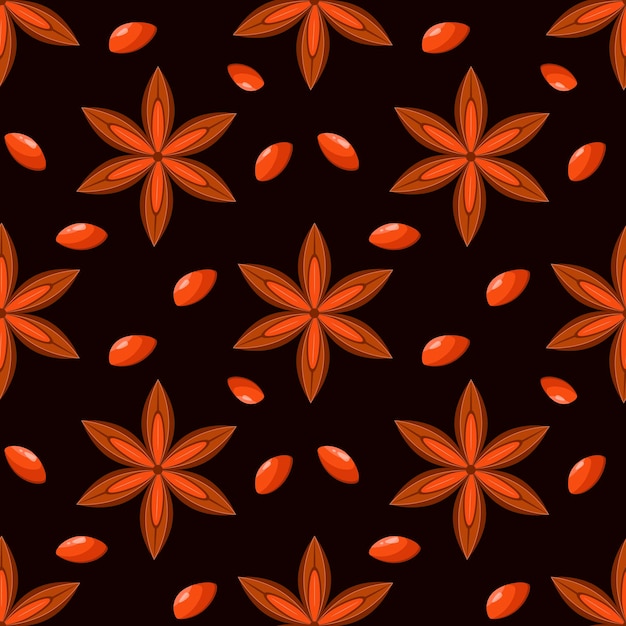 Seamless pattern with anise stars Spices Cartoon design