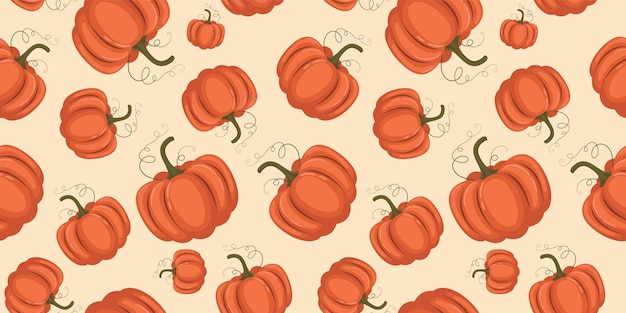 Seamless pattern with autumn fall orange thanksgiving pumpking Perfect for wallpaper