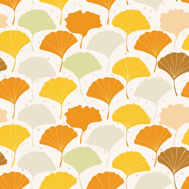 Vector seamless pattern with autumn ginkgo leaves on white background pattern for your design print