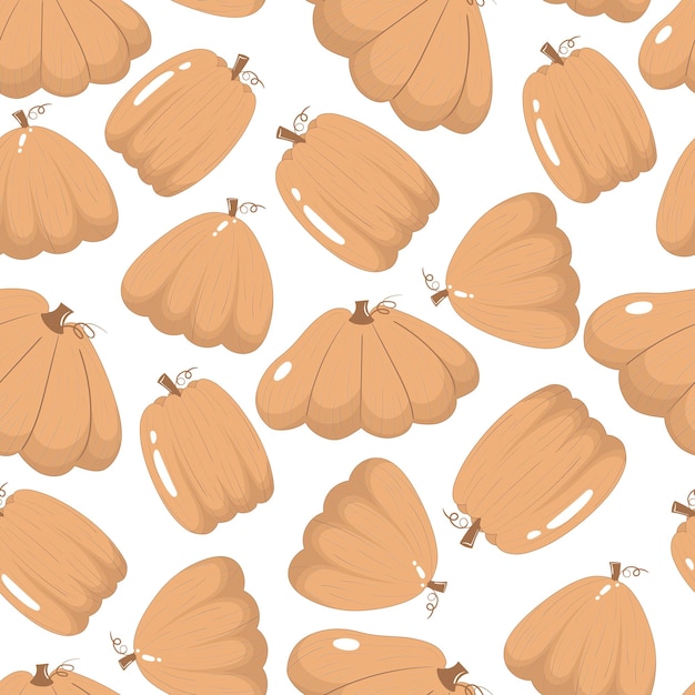 Seamless pattern with autumn harvest cartoon flat pumpkins isolated on white background wallpapers for thanksgiving day