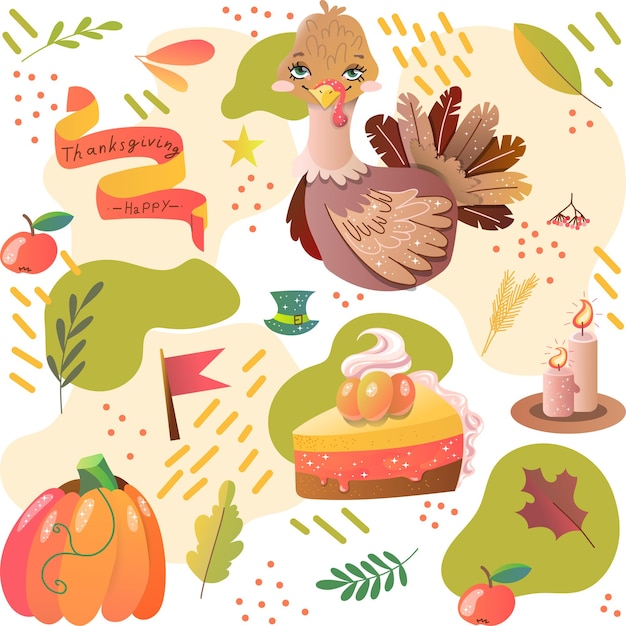 Seamless pattern with autumn holiday thanksgiving