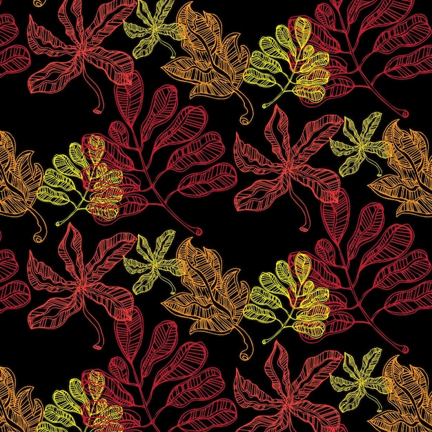 Seamless pattern with autumn leaf