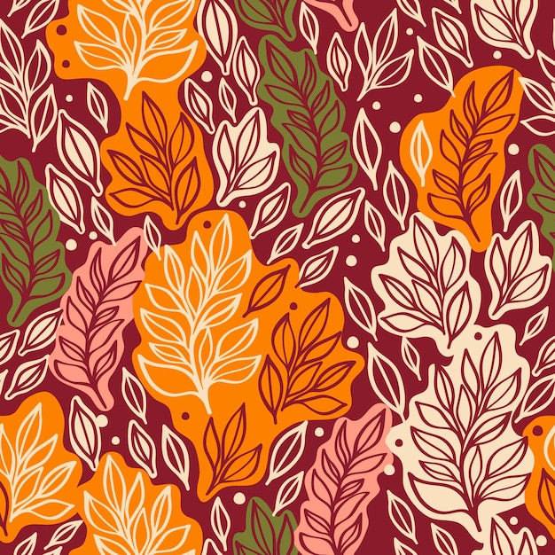 Seamless pattern with autumn leaves Fall background