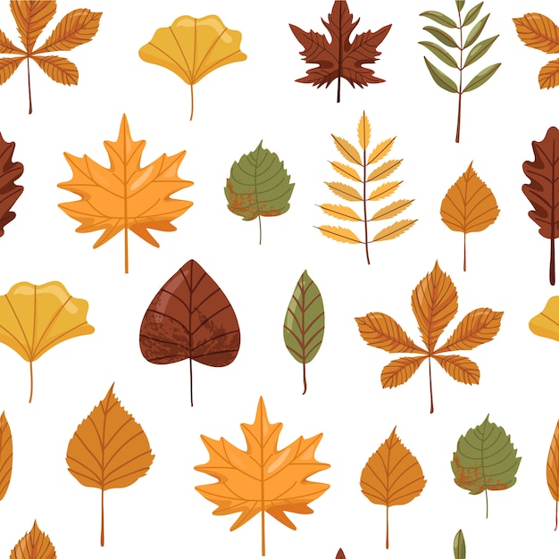 Seamless pattern with autumn leaves.