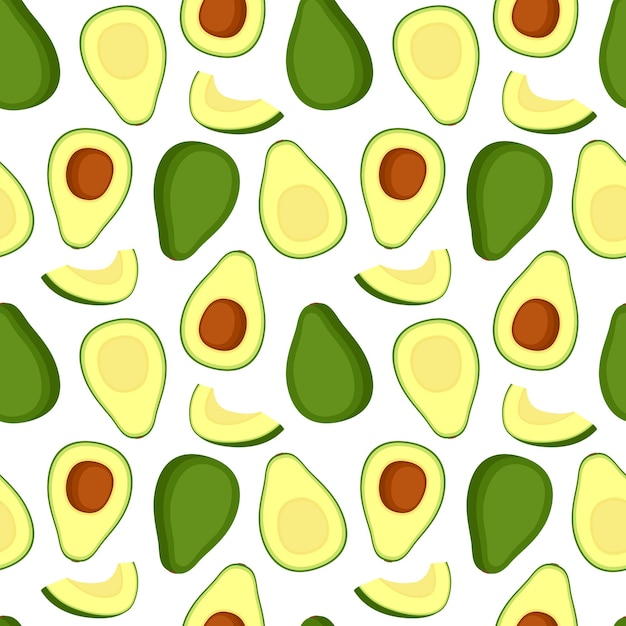 Seamless pattern with avocado. Healthy food. Texture for packaging, wrapping paper, fabric, vector illustration