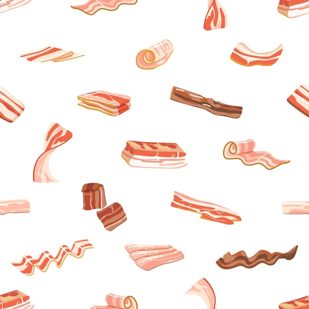 Seamless Pattern with Bacon Delicious Strips and Slices Of Bacon Arranged In A Repeating Design Creating A Fun And Appetizing Tile Perfect For Foodrelated Designs Cartoon Vector Illustration