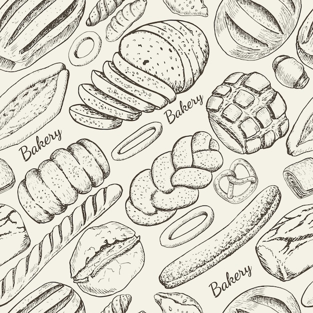 Seamless pattern with bakery products