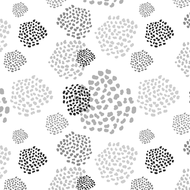 Seamless pattern with balls of dots and an abstract pattern similar