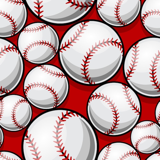 Vector seamless pattern with baseball softball ball graphics