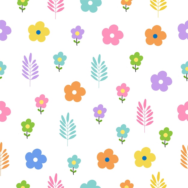 Seamless pattern with beautiful bright flowers Cute hand drawn floral pattern for your fabric summer background wallpaper backdrop textile Vector illustration