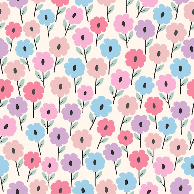 Seamless pattern with beautiful bright flowers on white background Vector for summer background wallpaper fabric backdrop picture frames webpage surface textures