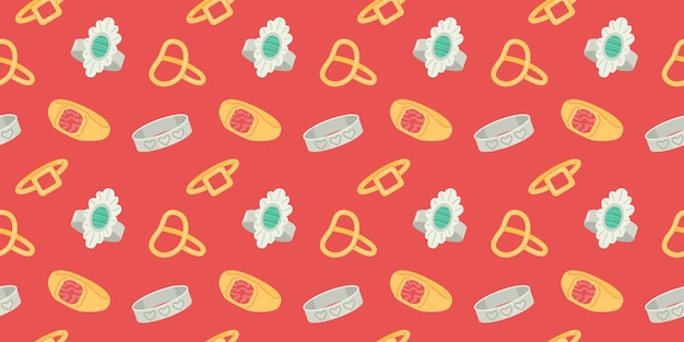 Seamless pattern with beautiful jewelry rings