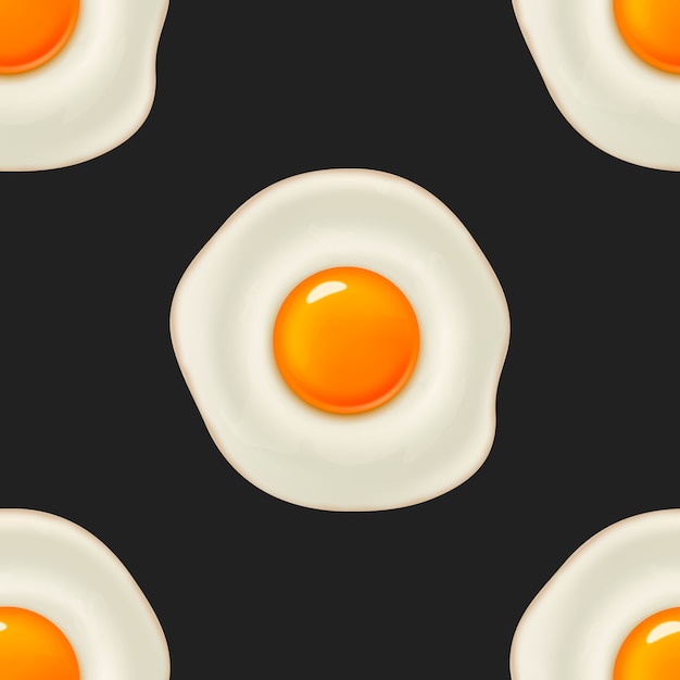  seamless pattern with beautiful realistic fried egg.