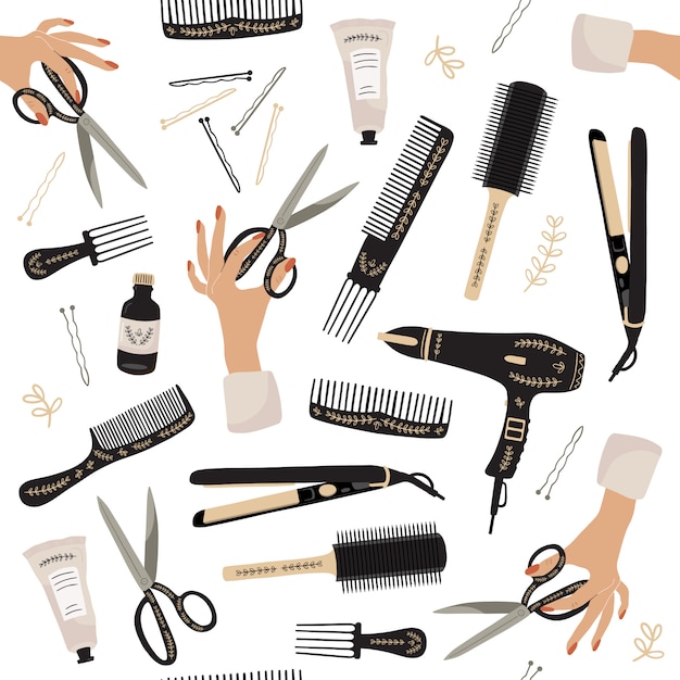 Seamless pattern with beauty tools.