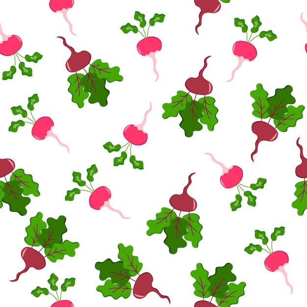 Seamless pattern with beets radishes and carrots