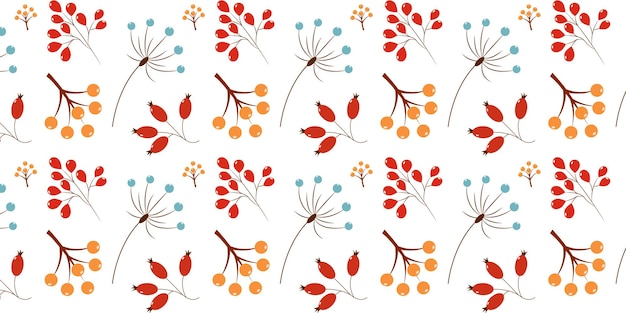 Seamless pattern with berries. Autumn pattern.