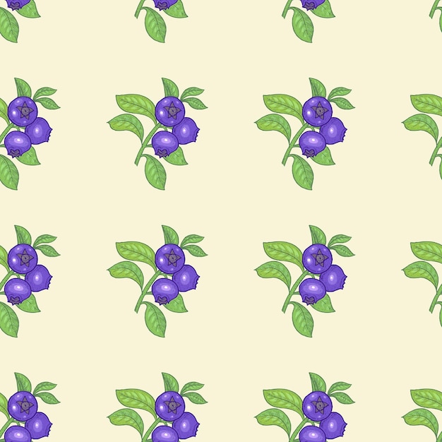 Seamless pattern with bilberry berries