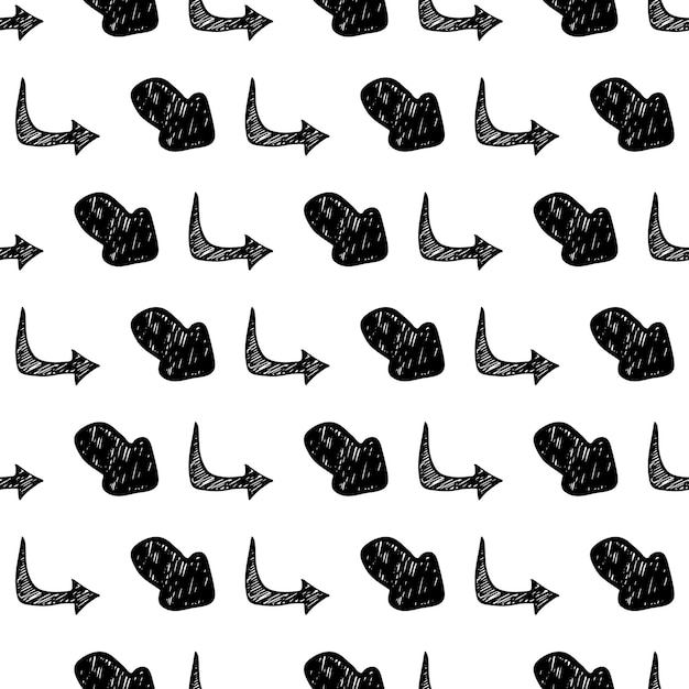 Seamless pattern with black hand drawn arrows