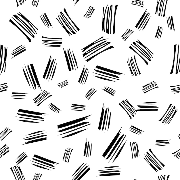 Seamless pattern with black pencil brushstrokes