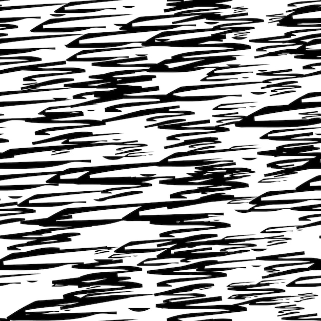 Seamless pattern with black pencil brushstrokes