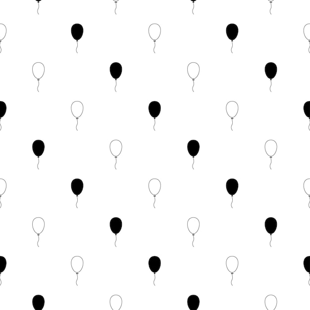 Seamless pattern with black and white line art air balloons for kids posters wrapping paper postcards party