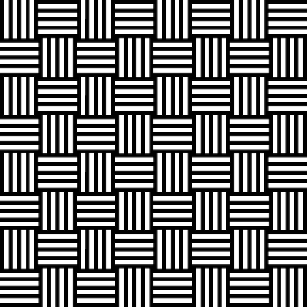 Seamless pattern with black white straight striped lines Square style pattern