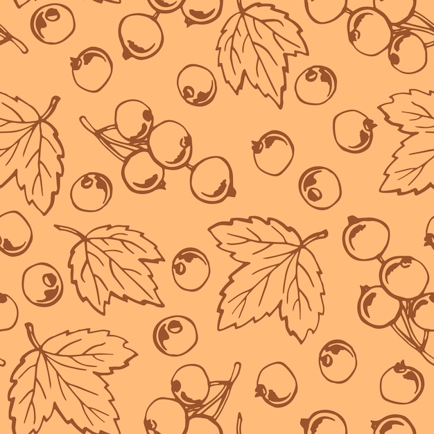 Seamless pattern with blackcurrant Hand drawn illustration converted to vector