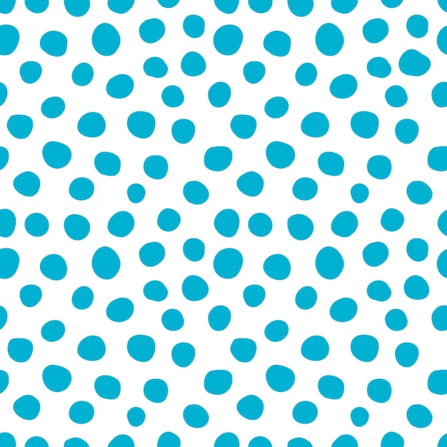 Seamless pattern with blue hand drawn spots