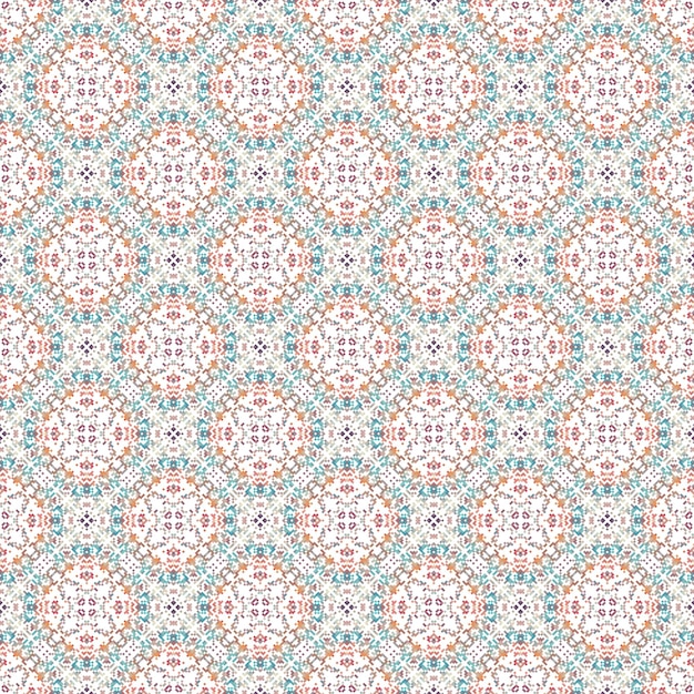 Seamless pattern with a blue and orange mandala.