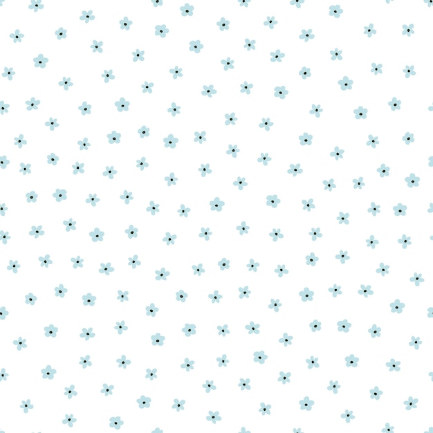 Seamless pattern with blue tiny flowers.