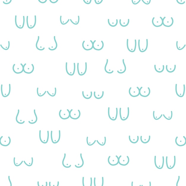 Seamless pattern with blue women breast.