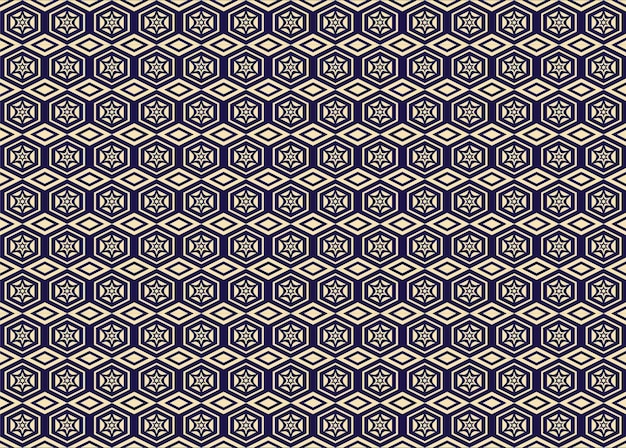 A seamless pattern with a blue and yellow hexagons.