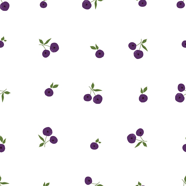 Seamless pattern with blueberries on white background