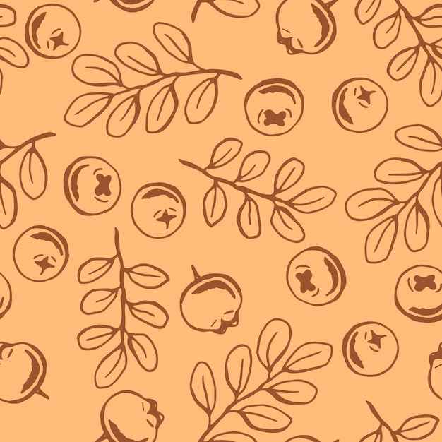 Seamless pattern with blueberry Hand drawn illustration converted to vector