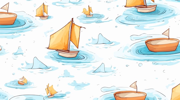 Vector a seamless pattern with boats and a sailboat