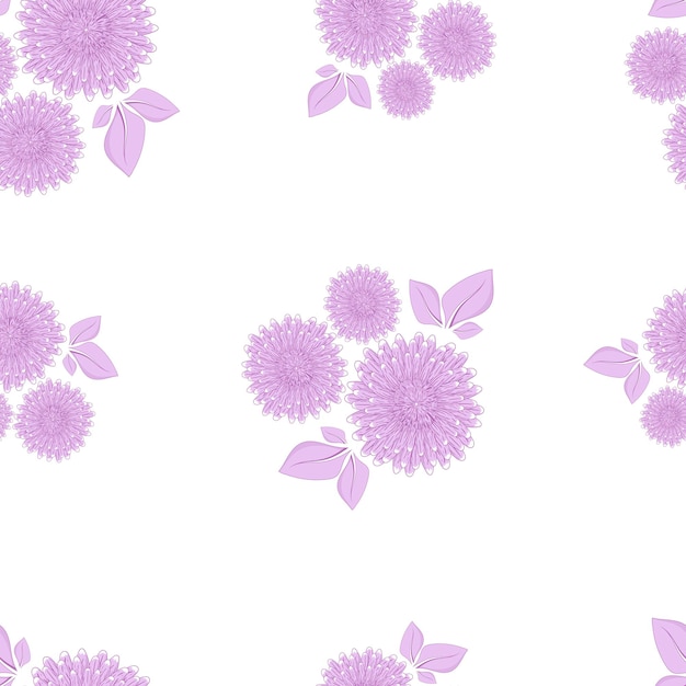 Seamless pattern with a botanical ornament of purple asters isolated on a white background for printing on textiles home decor wallpaper on the theme of flowering in the garden