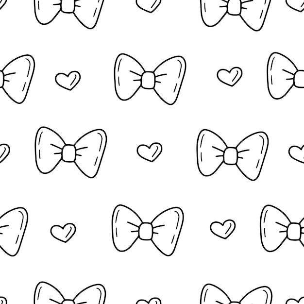 Seamless pattern with bows on a white background Doodle style vector illustration for your design