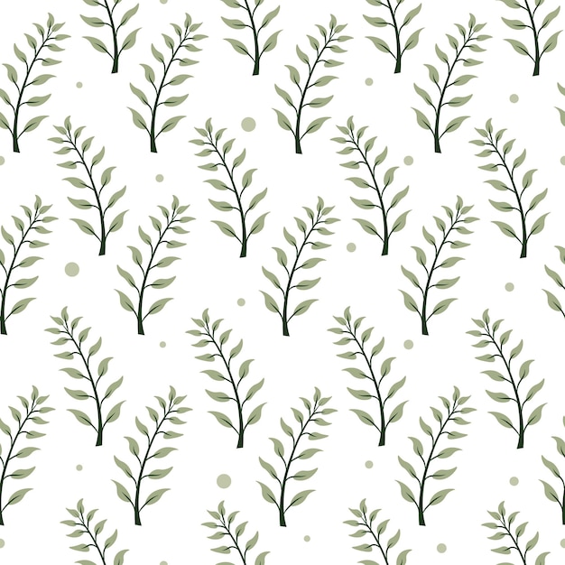 Seamless pattern with branches on a white background