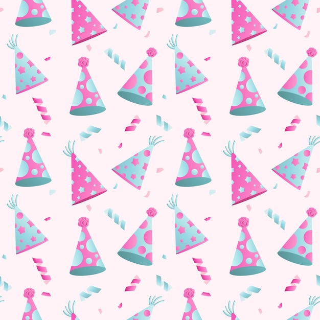 Seamless pattern with bright party caps