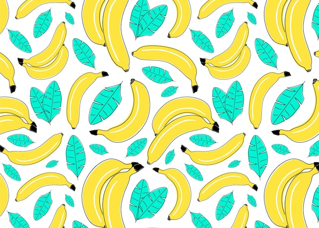 Seamless pattern with bright yellow bananas