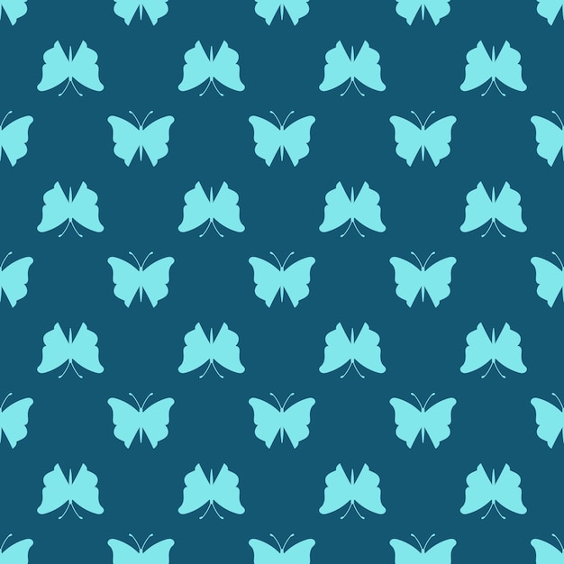 seamless pattern with butterflies blue silhouettes of butterflies on a blue background minimalistic