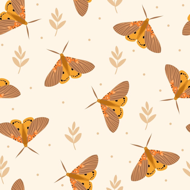 Seamless pattern with butterflies. Hand drawn vector illustration. Texture for print, textile.