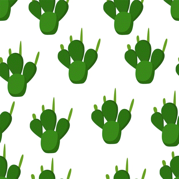 Seamless pattern with cactus on a white background