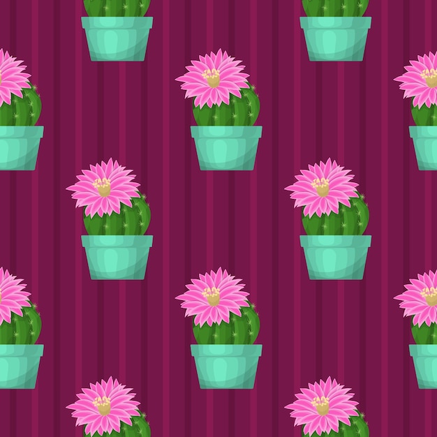 Seamless pattern with cactus