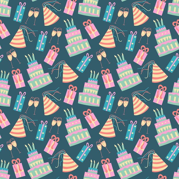 Seamless pattern with cake in vector