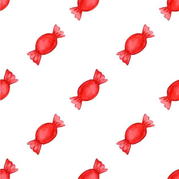 Seamless pattern with candy in a red wrapper